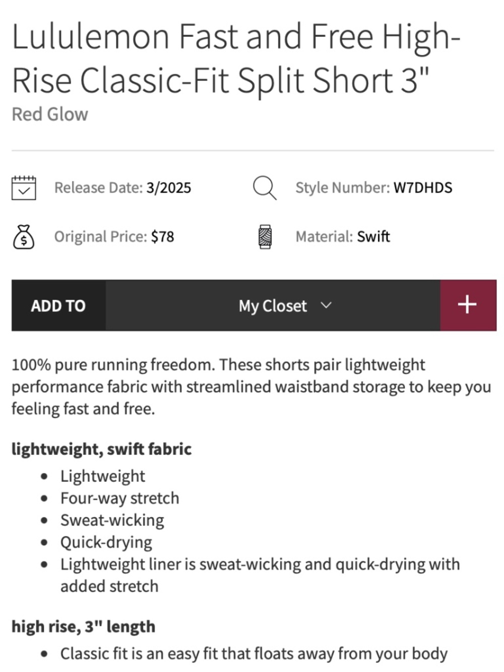 Lululemon Fast and Free - Red Glow - Picture 2 of 6